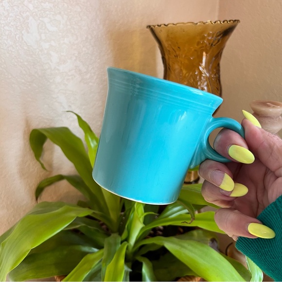 Set of Three Vintage Fiesta Turquoise Teal Ring Handle Coffee Mugs - Picture 6 of 6
